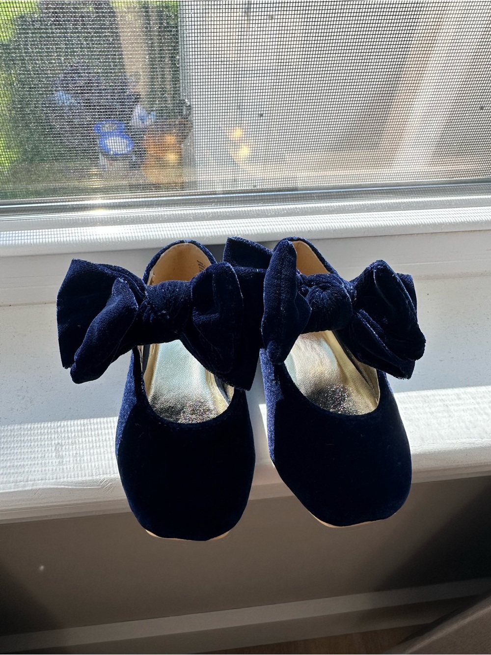 Infant Janie and Jack Velvet Bow Dress Shoes - Navy